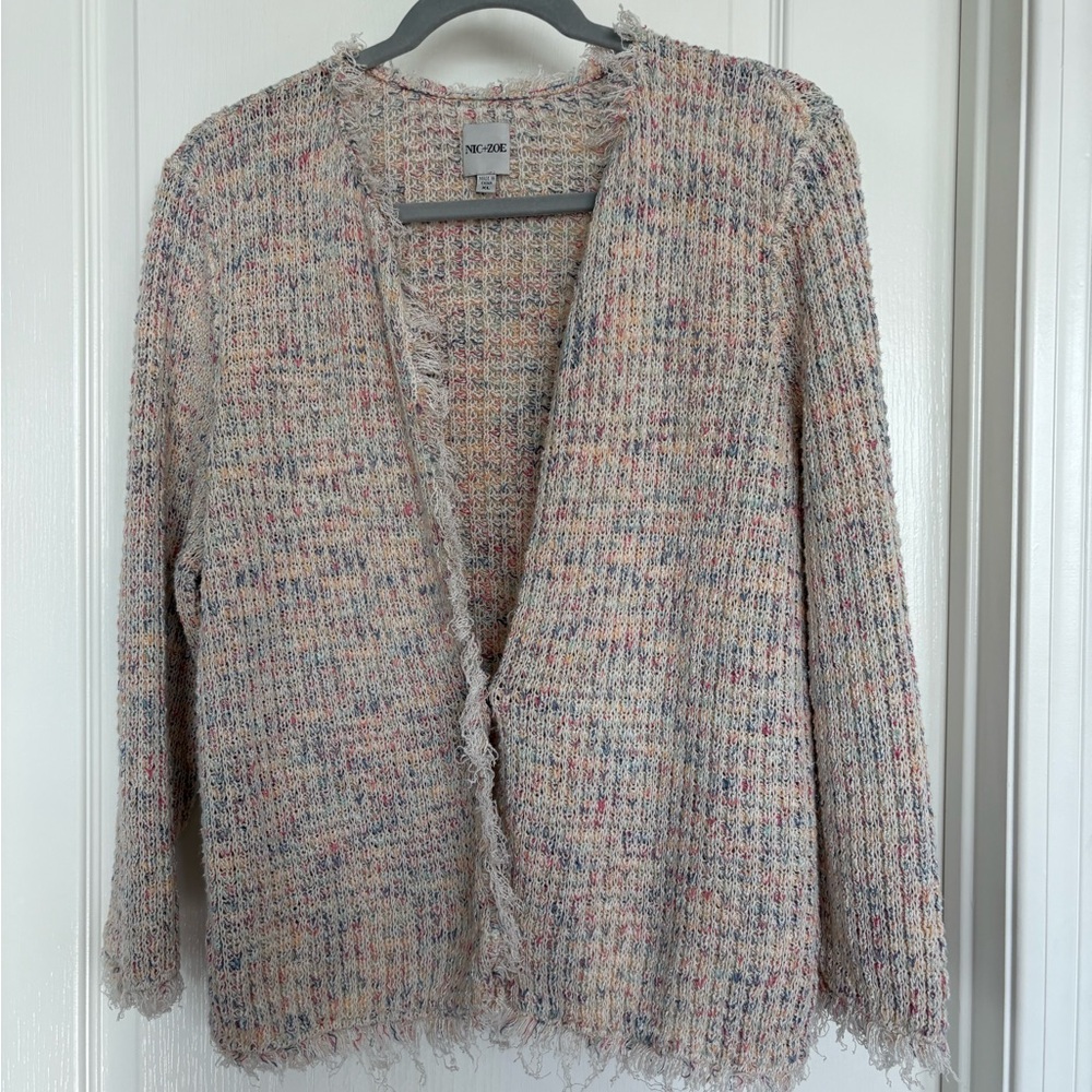NIC+ZOE Pastel Fringed Cardigan